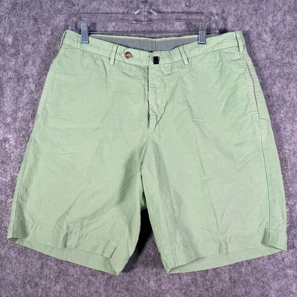 Incotex Shorts Mens 36x10 Green ChinoLino Linen Blend Casual